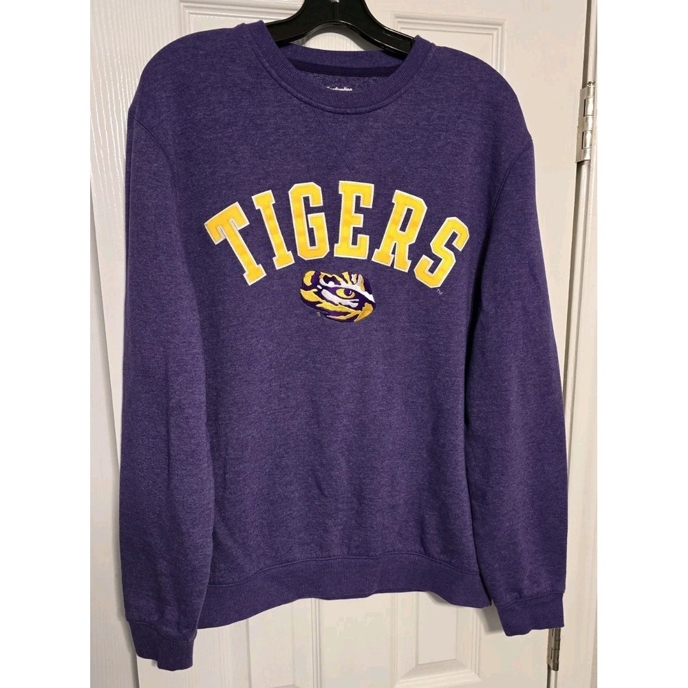 Captivating LSU Tigers Fleece Crew Neck Sweatshirt Mens Medium NCAA Football Eye